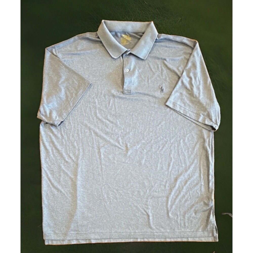 BIG & TALL Polo Ralph Lauren Performance Mens Gray Solid Stretch Polo Shirt 2XLT